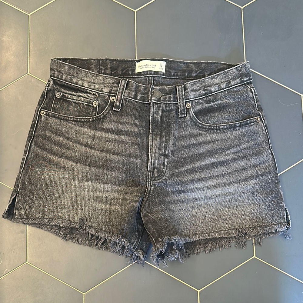 Abercrombie & Fitch High Waist Black Denim Shorts